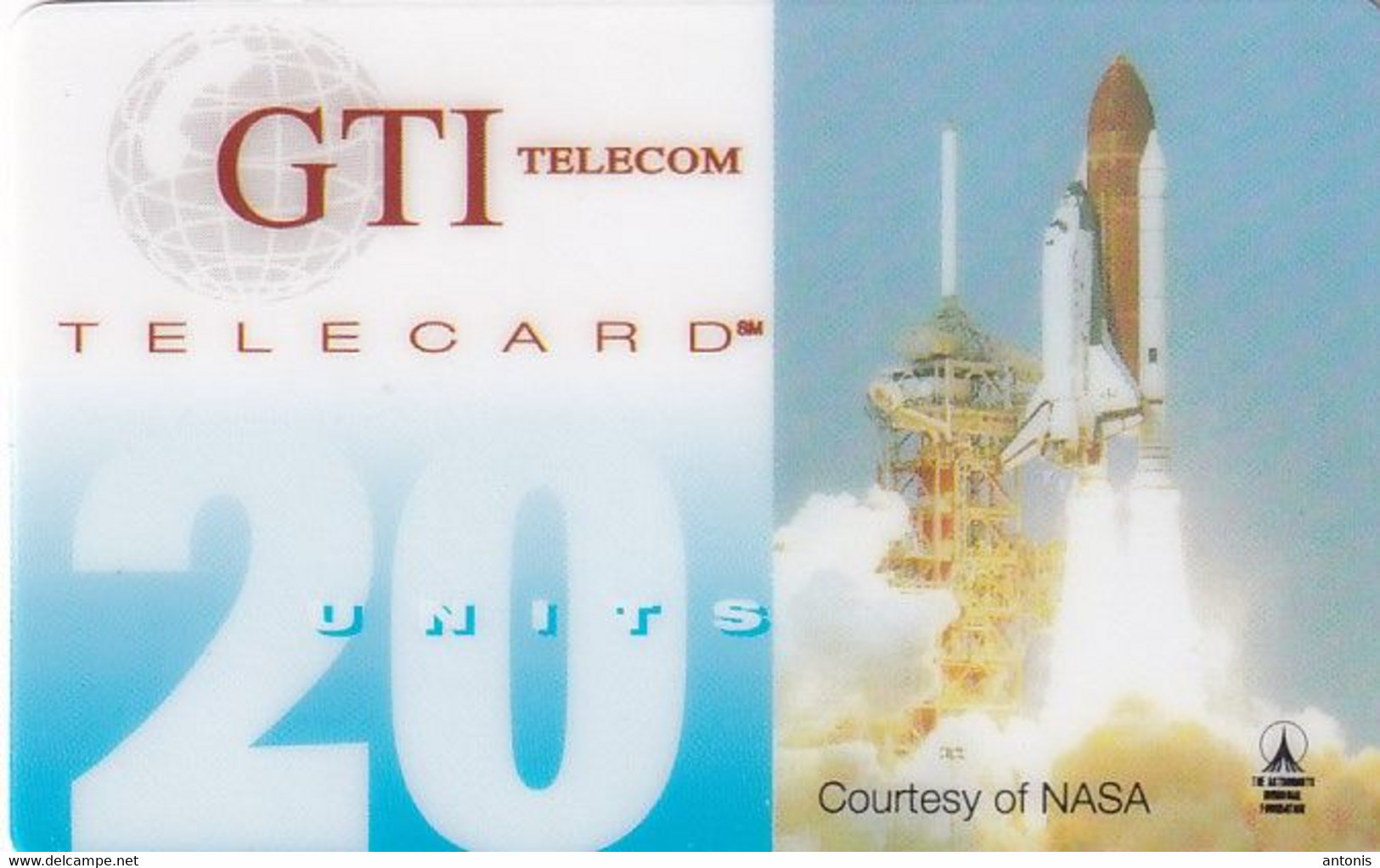 USA - Space Shuttle, Courtesy Of NASA, GTI Telecom Prepaid Card 20 Units, Unused - Ruimtevaart