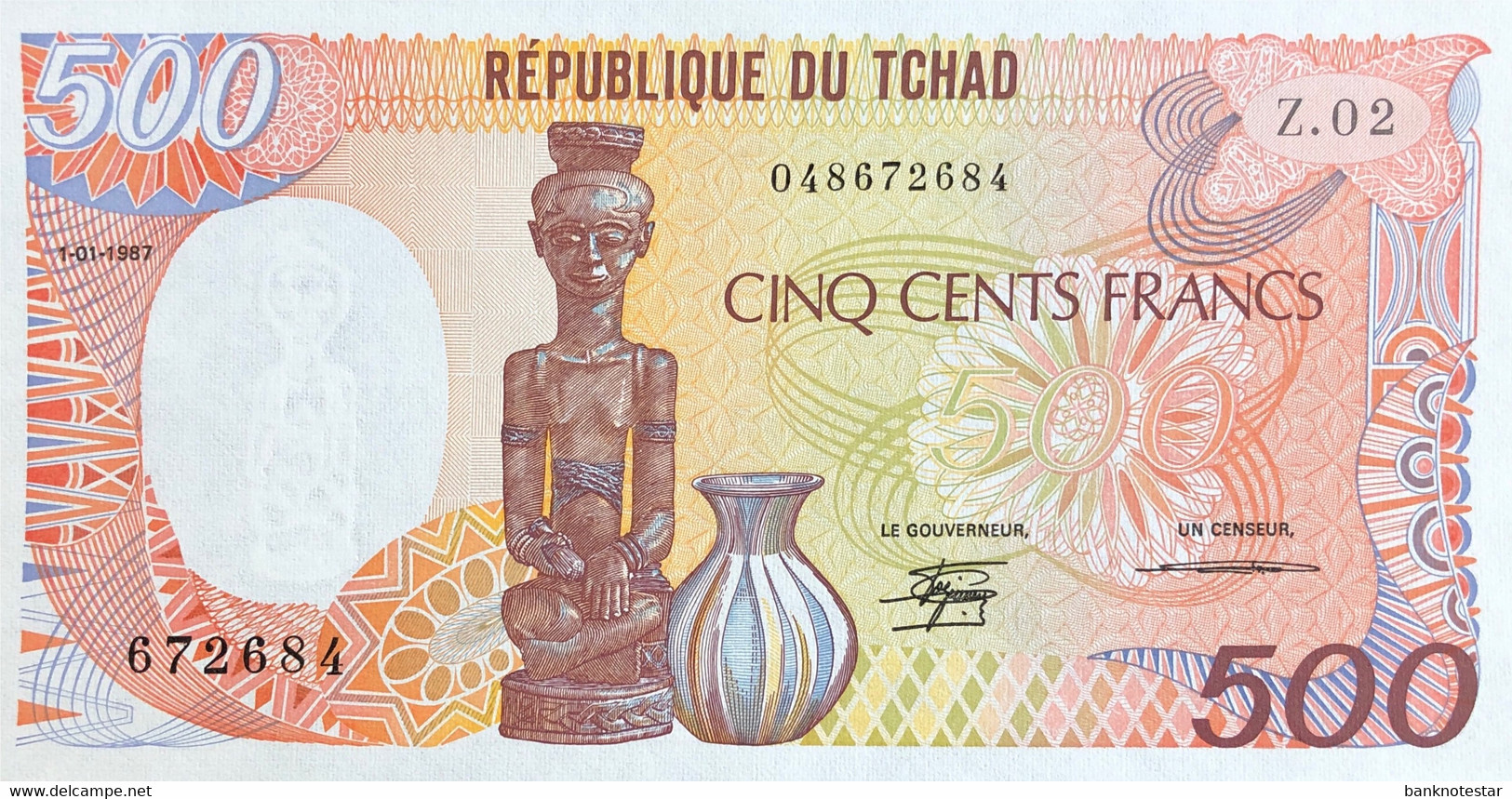 Chad 500 Francs, P-9b (1.1.1987) - UNC - Tsjaad