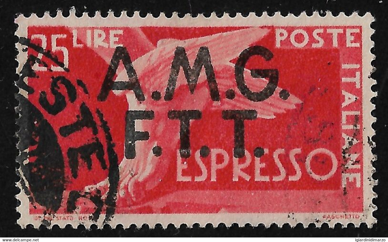 TRIESTE - ZONA A - ESPRESSO - 1948: Valore Usato Da Lire 25 Soprastampato AMG-FTT SU 2 RIGHE - In Ottime Condizioni. - Express Mail