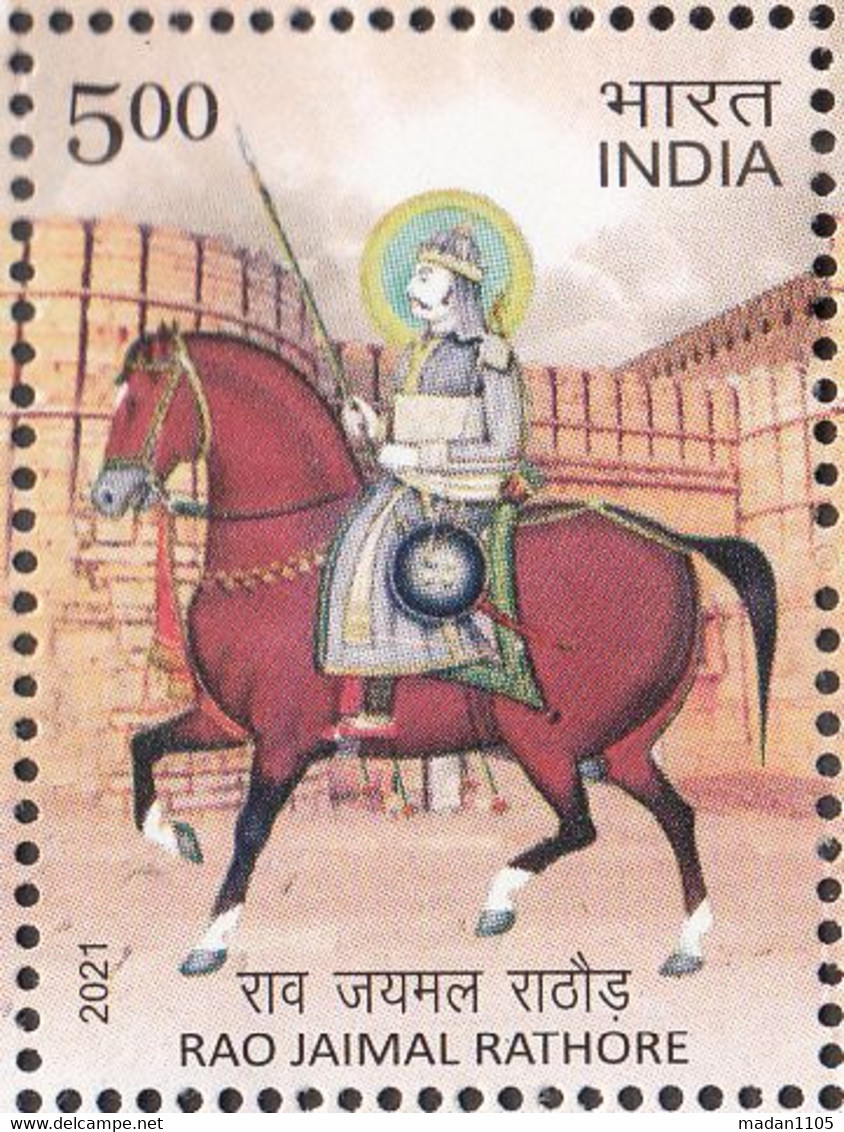 INDIA 2021, RAO JAIMAL RATHORE, Celebrity, Riding A Horse, Fauna, 1v, MNH(**) - Neufs