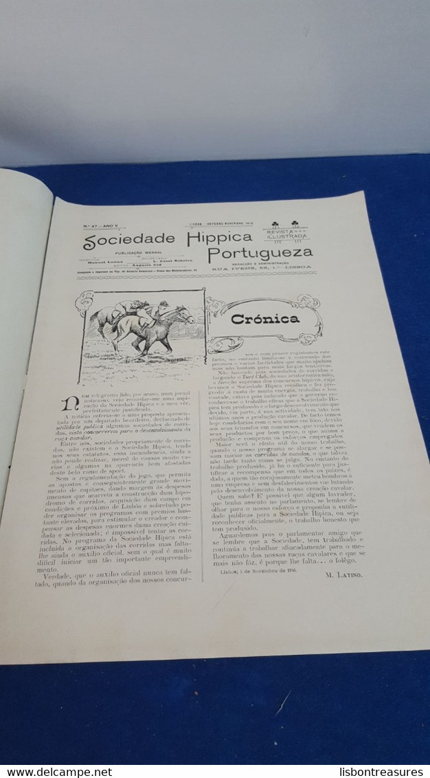 VERY RARE ANTIQUE PORTUGUESE MAGAZINE REVISTA ILUSTRADA DA SOCIEDADE HIPICA PORTUGUESA HORSES Nº47 1916 - Revistas & Periódicos