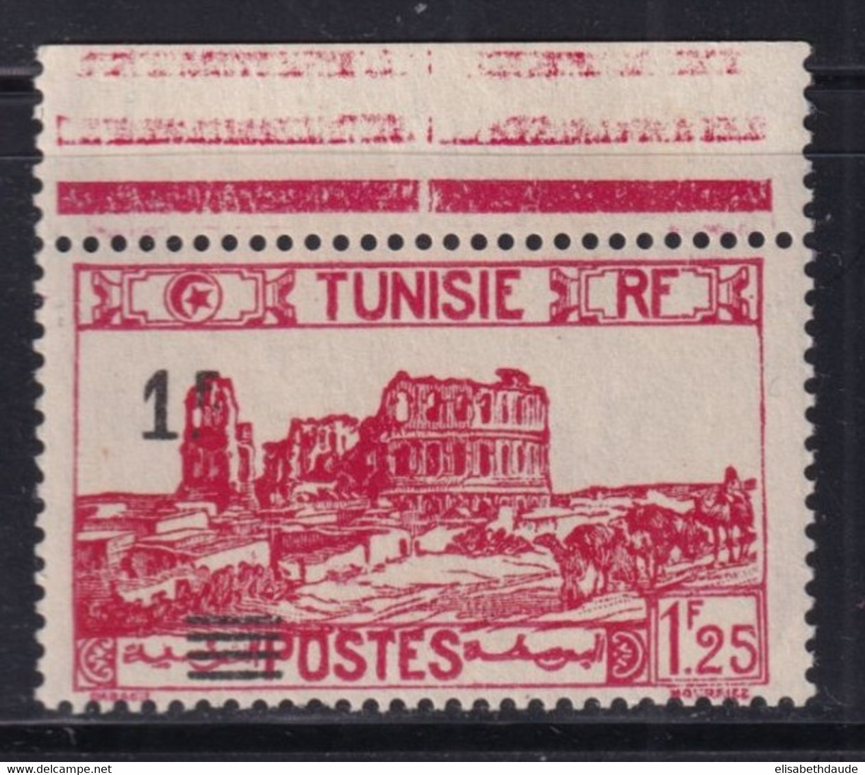TUNISIE - 1940 - YVERT N° 224a VARIETE SURCHARGE à DEPLACEE à GAUCHE ** MNH - COTE = 50 EUR. - Neufs