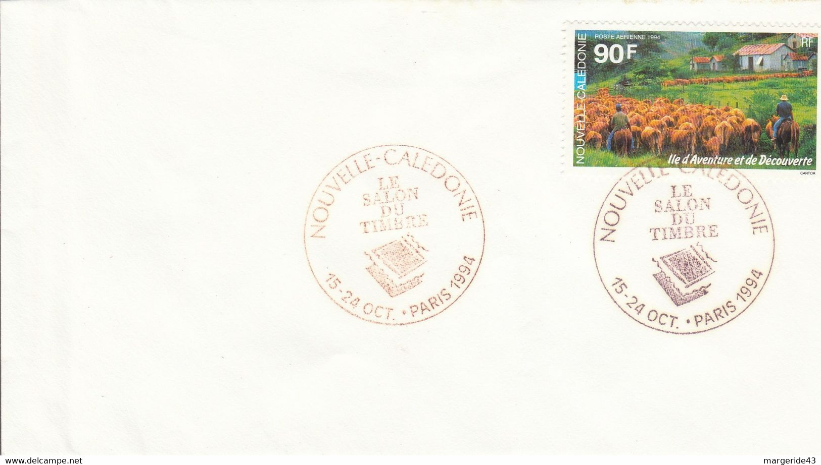 NOUVELLE CALEDONIE PRESENTE AU SALON DU TIMBRE PARIS 1994 - Cartas & Documentos