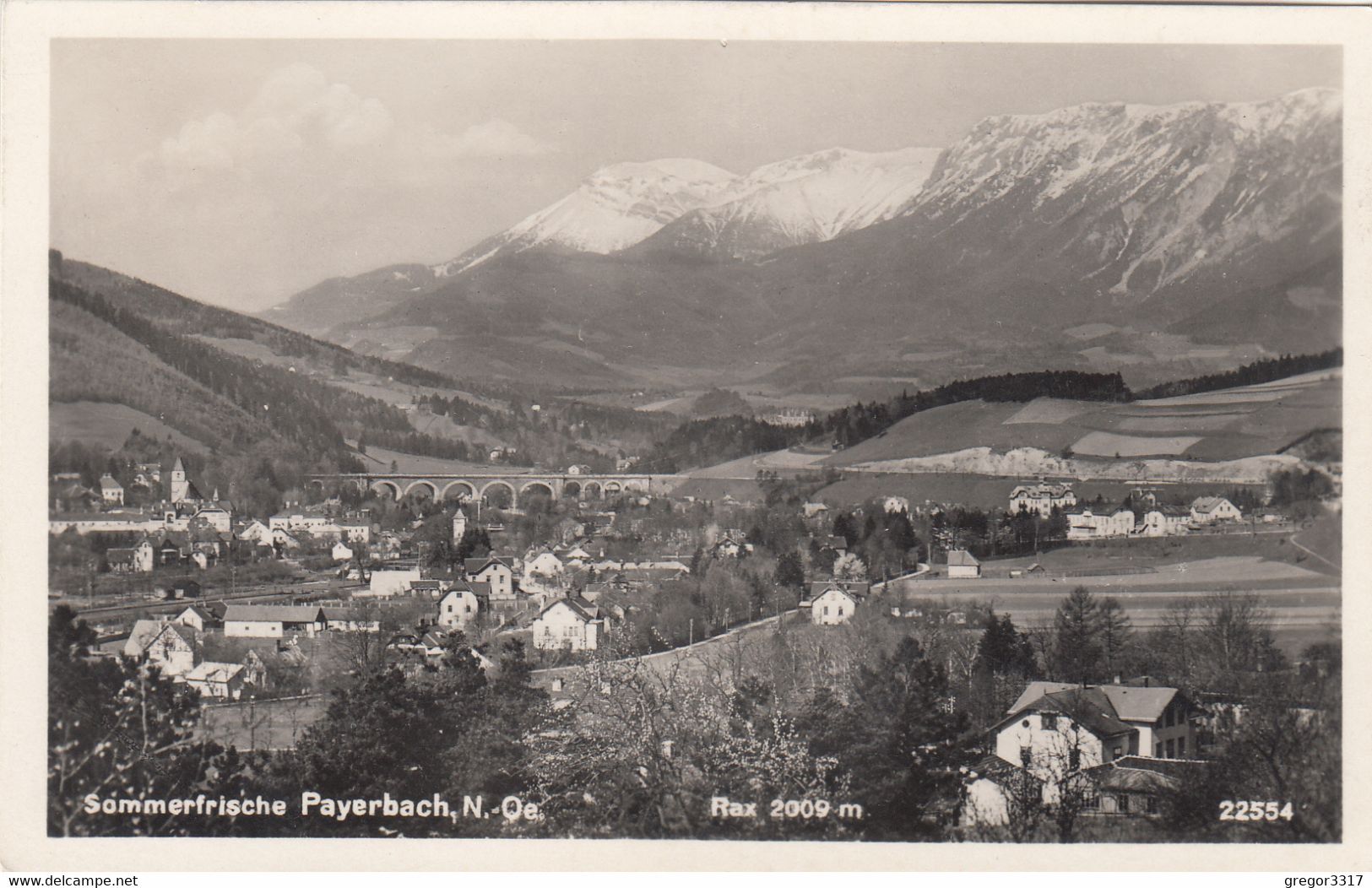 A674) PAYERBACH - NÖ - Rax - Einzelne Häuser Und Bahnviadukte Im Hintergrund  ALT ! 1952 - Raxgebiet