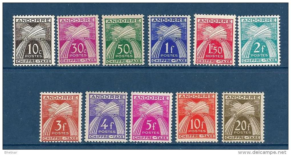 Andorre Taxe YT 21 à 31 " Série Chiffre-taxe " 1943-46 Neuf* - Unused Stamps