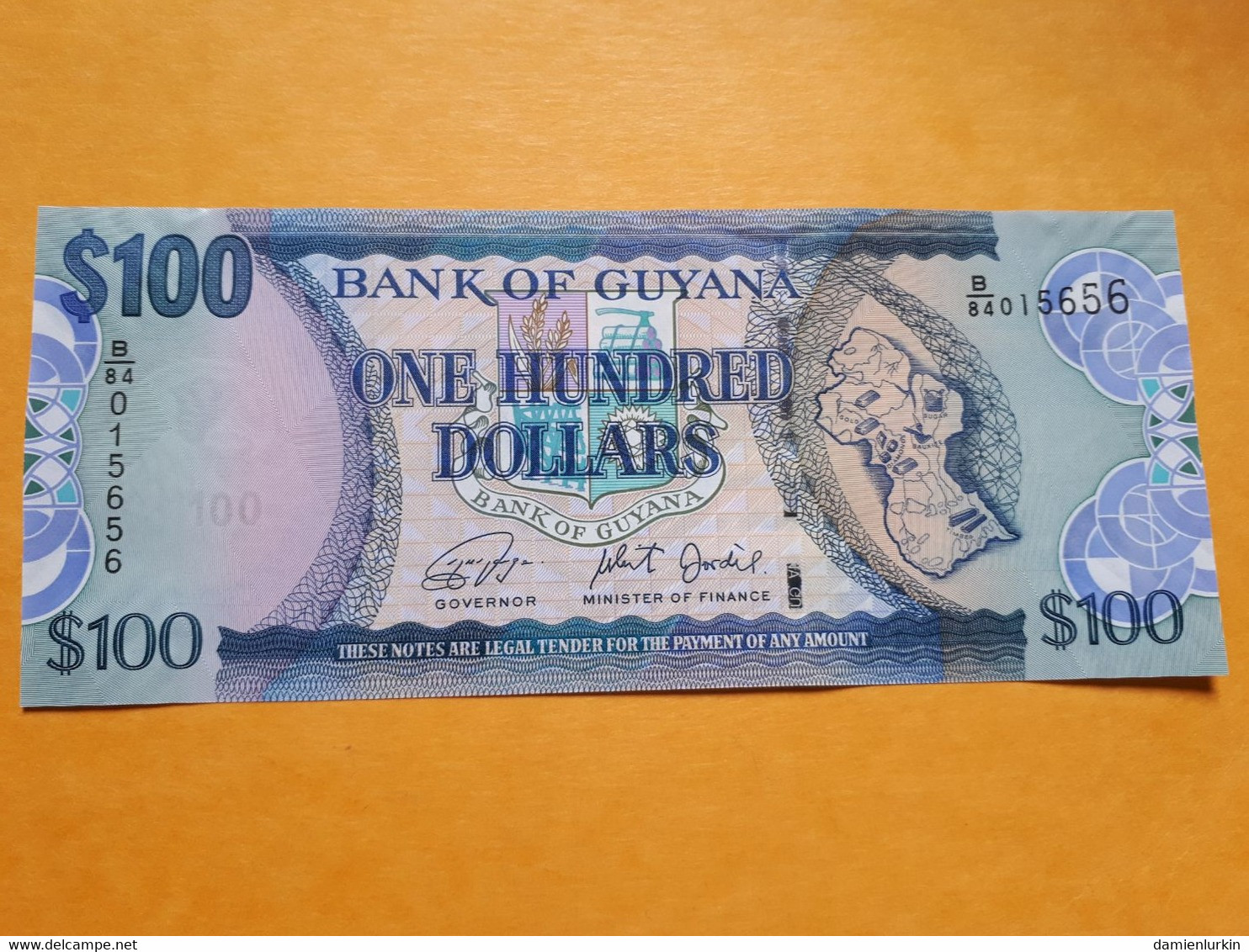 GUYANA 100 DOLLARS 2019 UNC SERIAL NUMBER END 5656 P-36d - Guyana