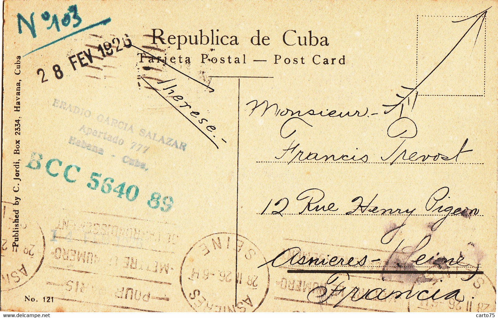 Amérique - Cuba - Habana - Fuente Luminosa - Reparto Almendares - 1926 - Eradio Garcia Salazar - Cuba