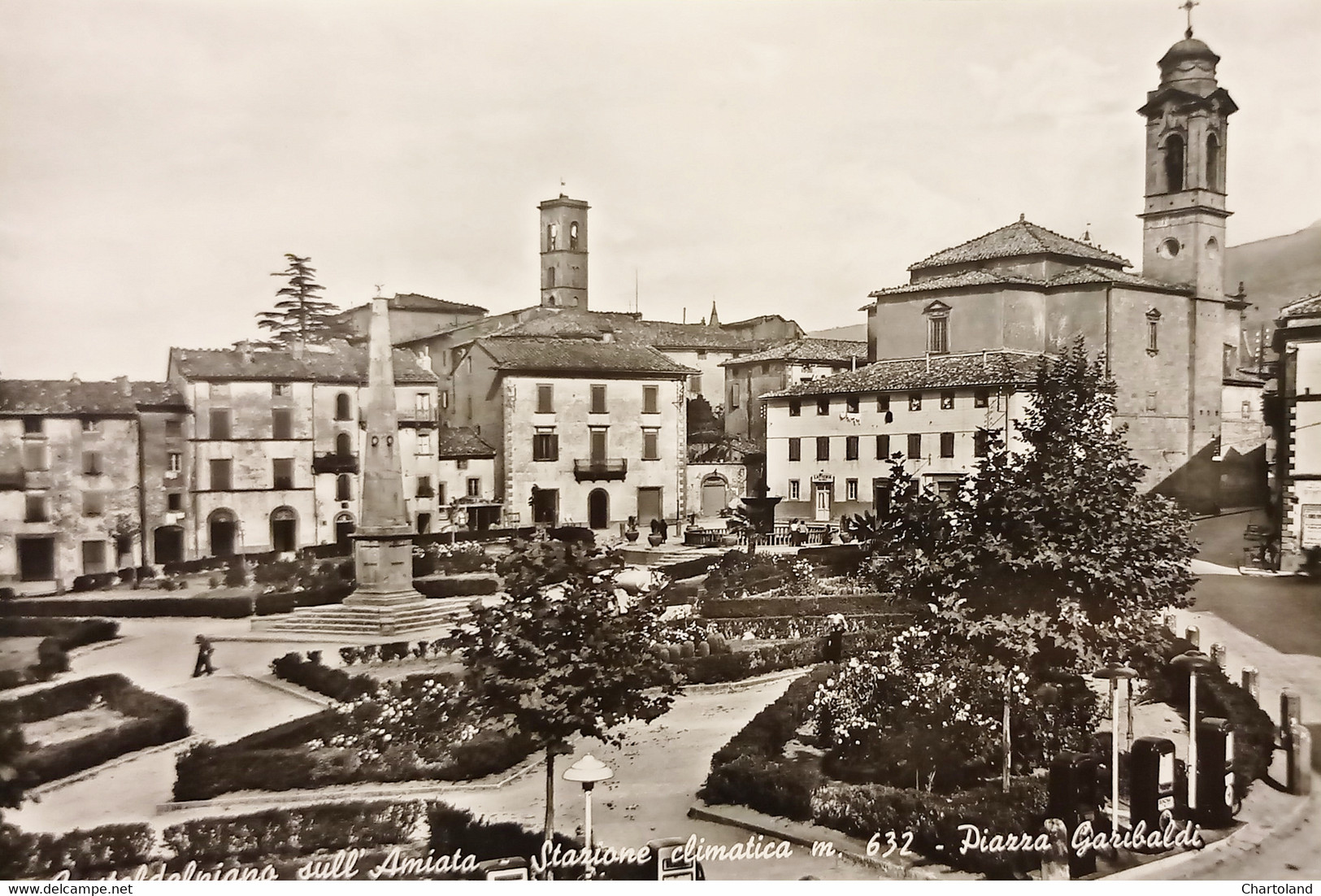 Cartolina - Castel Del Piano Sull'Amiata - Piazza Garibaldi - 1955 Ca. - Grosseto