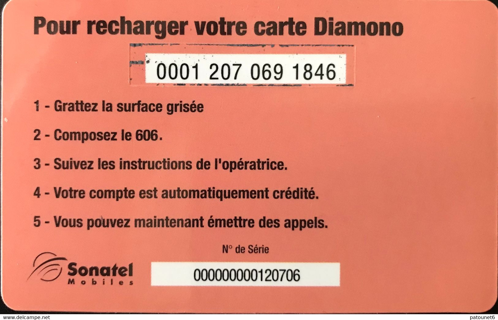 SENEGAL  -  Rechage  -  Diamono  -  Alizé  -  2.500 FCFA - Senegal