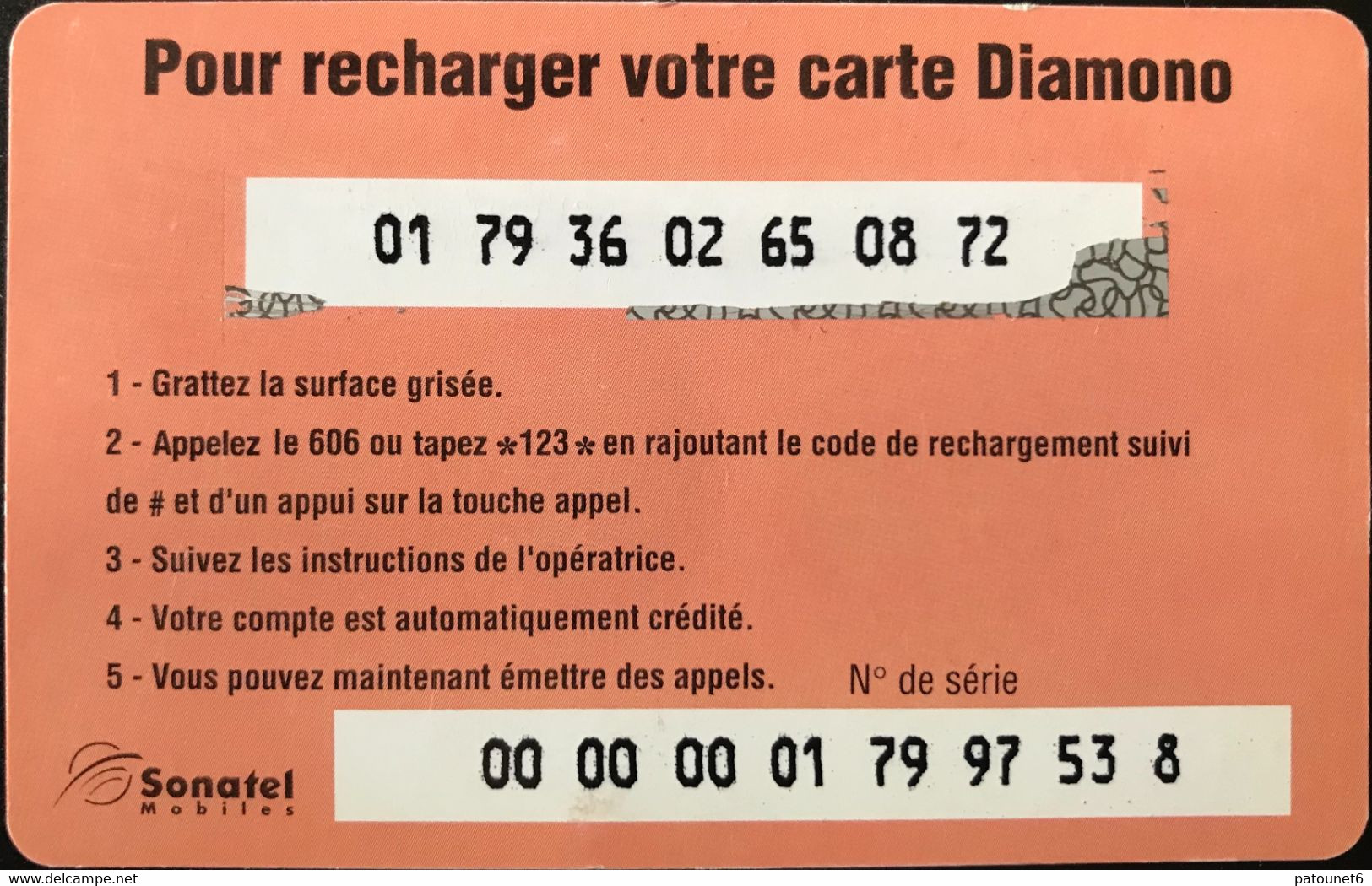 SENEGAL  -  Rechage  -  Diamono -  Alizé  -  2.500 FCFA - Senegal