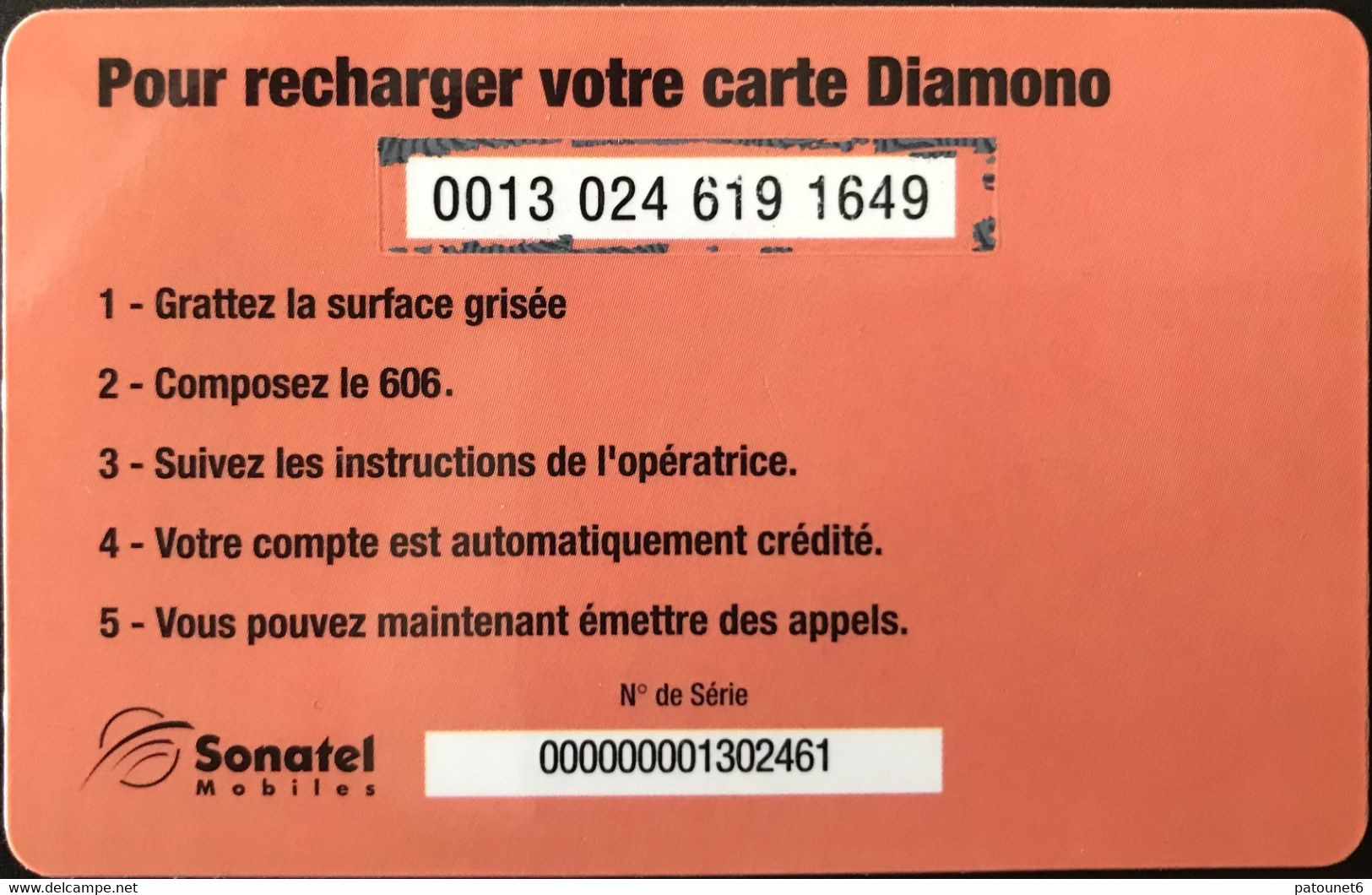 SENEGAL  -  Rechage  -  Diamono  -  Alizé  -  5.000 FCFA - Senegal