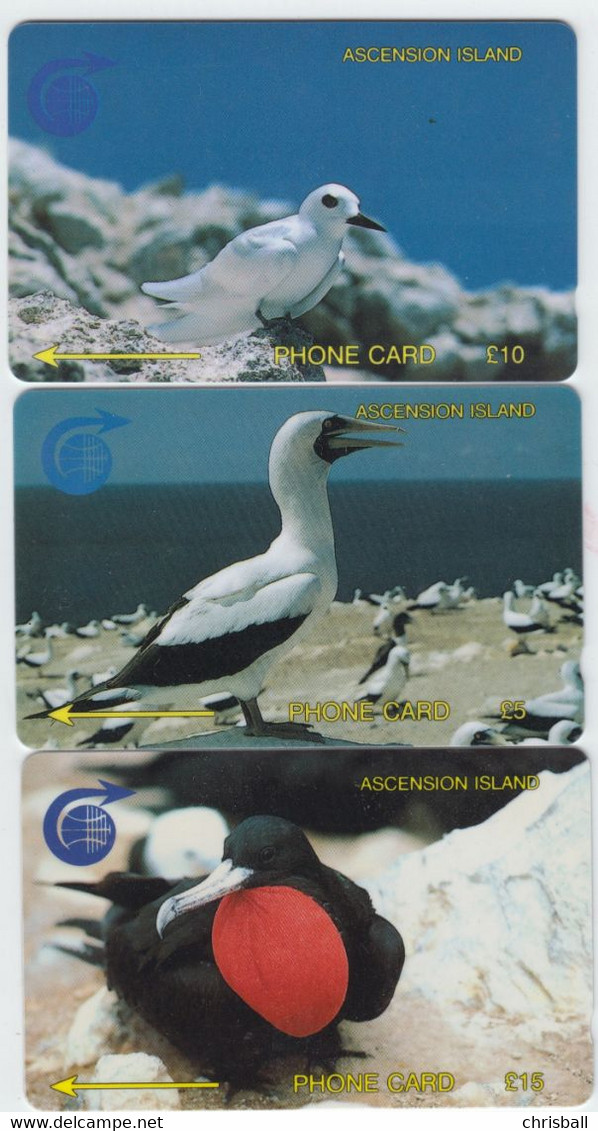 Ascension Set 3 Sea Bird' Phonecard - Superb Mint - Ascension