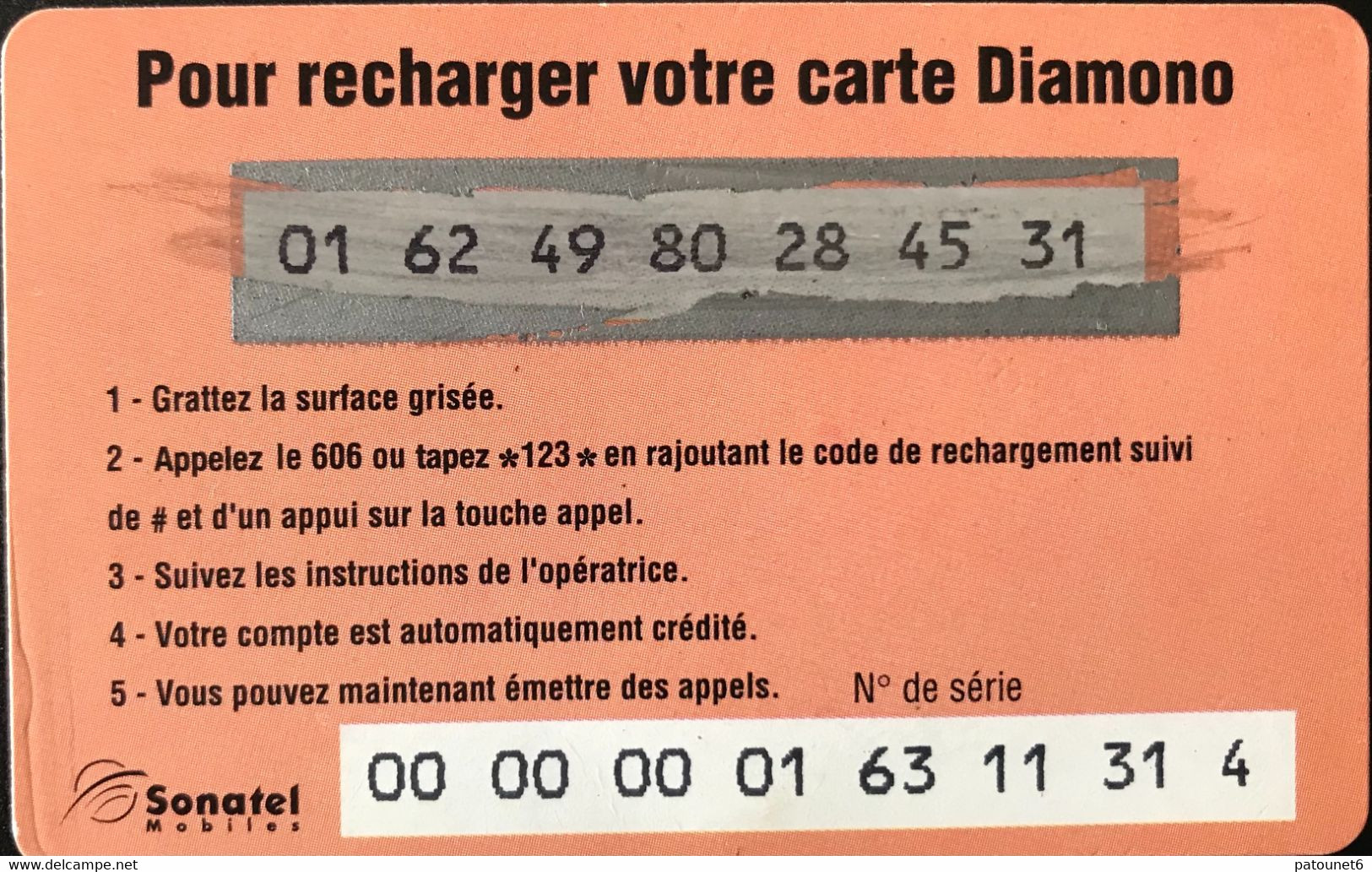 SENEGAL  -  Rechage  -  Diamono  -  Alizé  -  5.000 FCFA - Sénégal