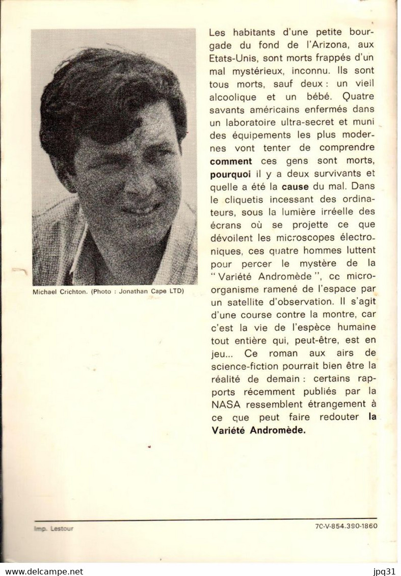 Michael Crichton - La Variété Andromède - Robert Laffont 1970 - Robert Laffont