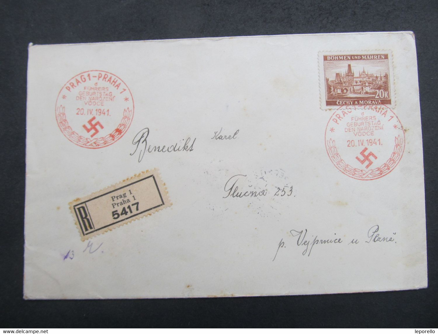 BRIEF Praha Vejprnice 1941 SSt. 20K EF ///  C2832 - Briefe U. Dokumente