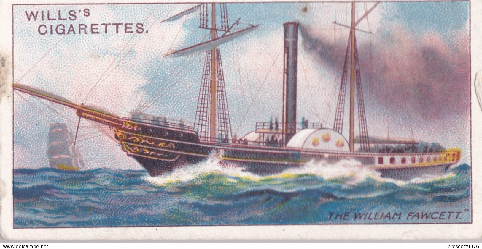 Celebrated Ships 1911 - Wills Cigarette Card - Celebrated Ships -  14 William Fawcett - First P&O Ship - Wills