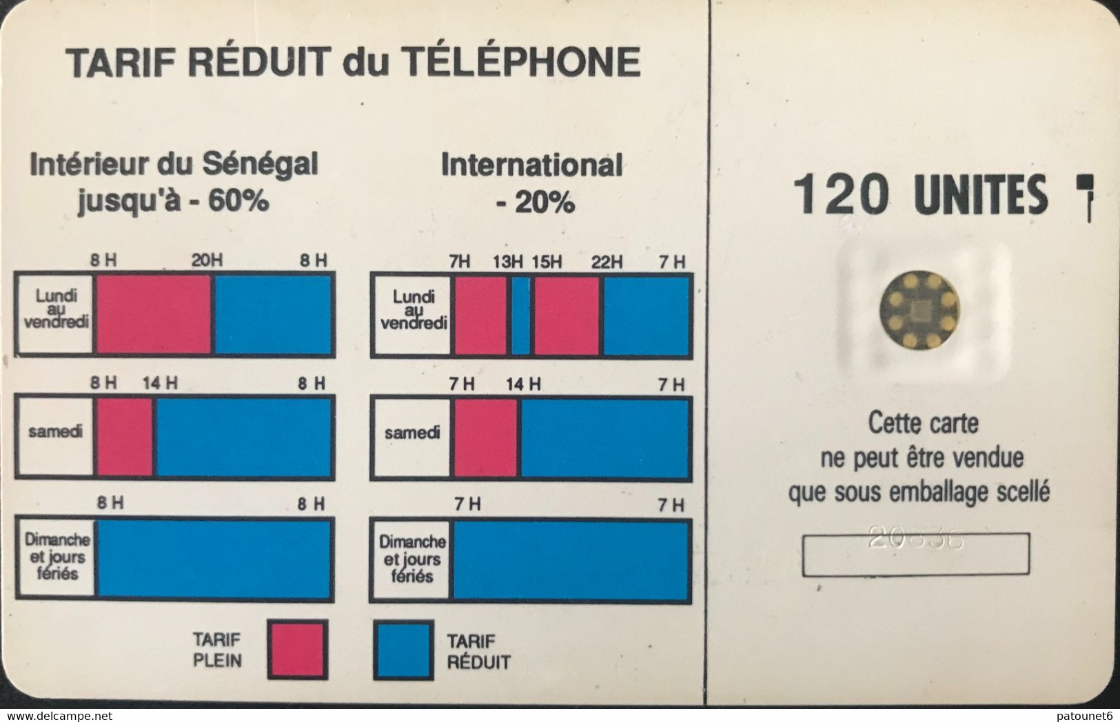 SENEGAL  - Phonecard  - SONATEL  -  SC4AN  -  120 Un. - Senegal