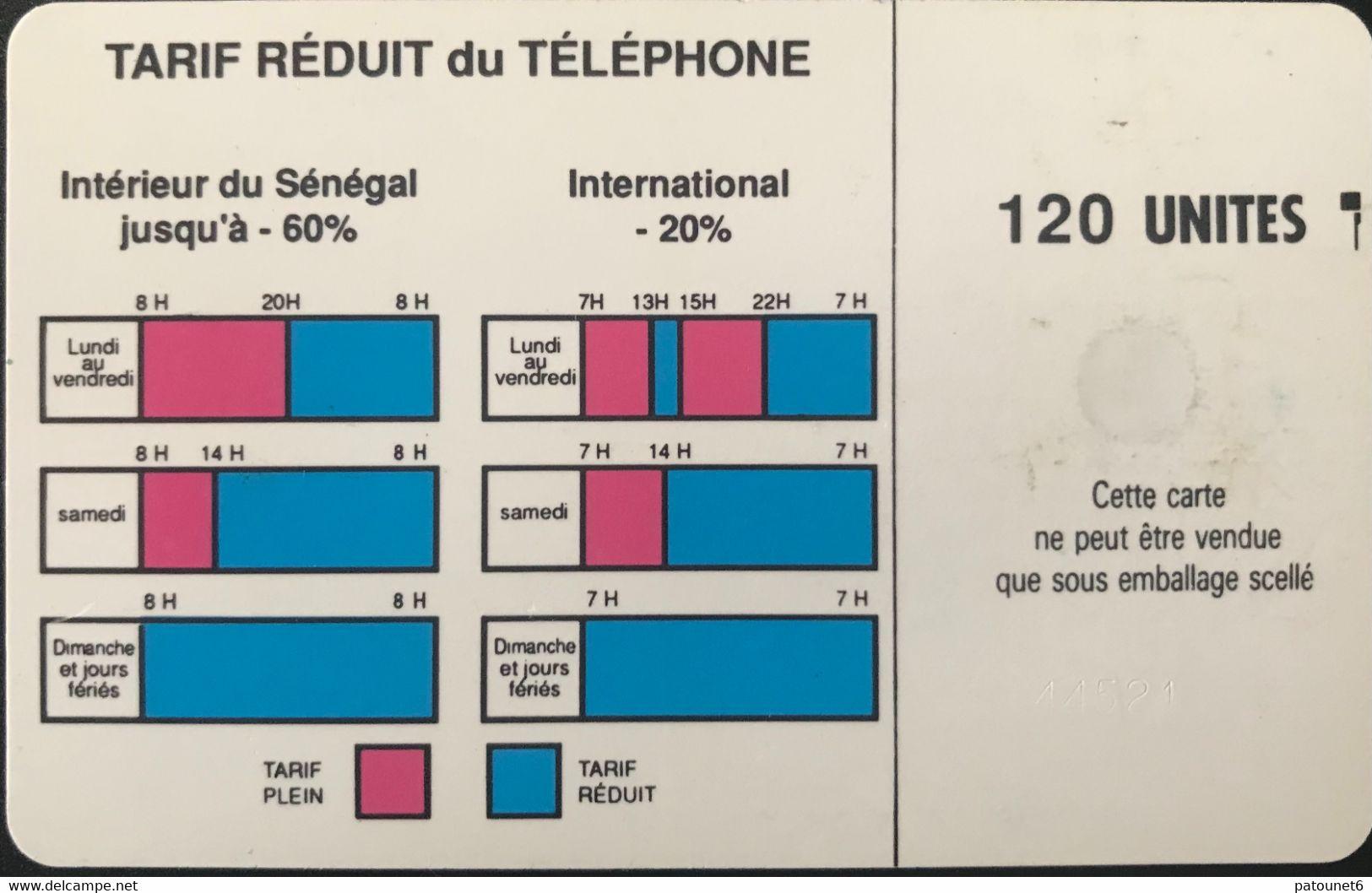 SENEGAL  - Phonecard  - SONATEL  -  SC4AN  -  120 Un. - Sénégal