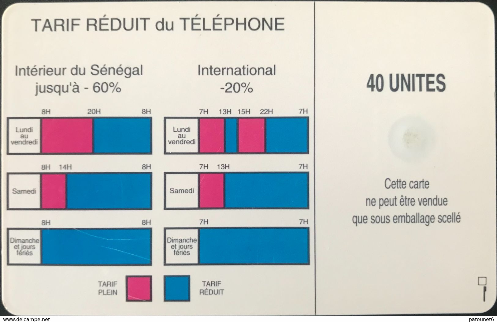 SENEGAL  - Phonecard  - SONATEL  -  SO2  -  40 Un. - Sénégal