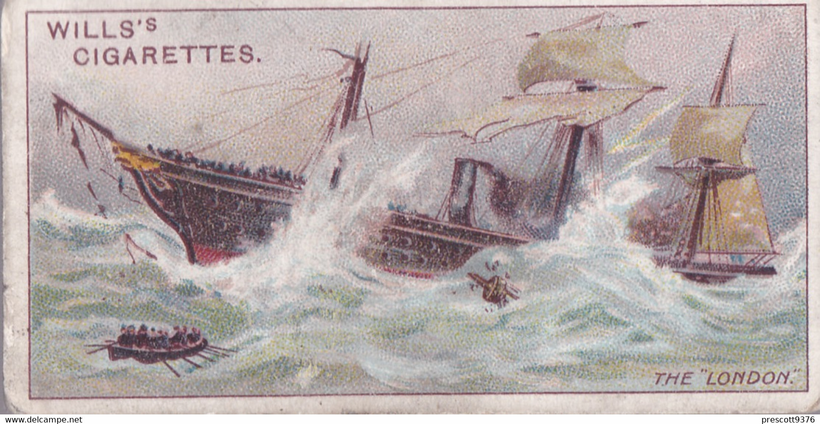 Celebrated Ships 1911 - Wills Cigarette Card - Celebrated Ships -  32 The London - Wreck & Sinking - Wills