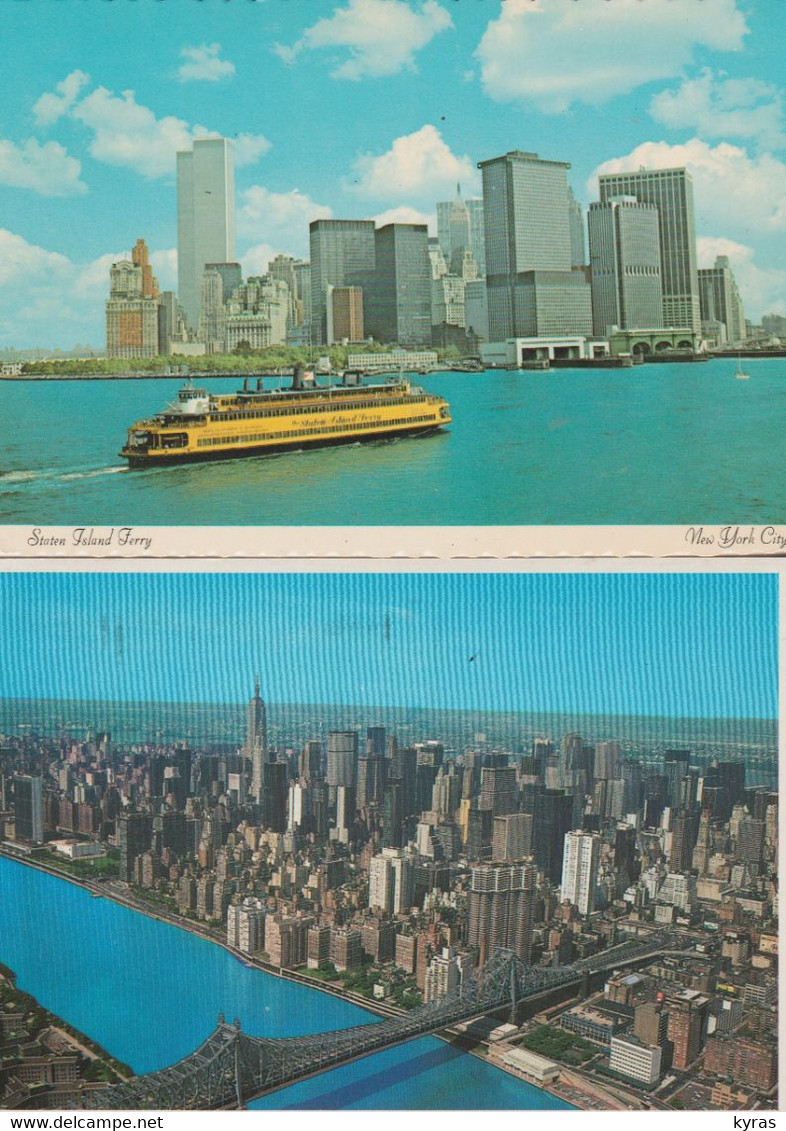 Lot 2 Cpsm 10x15 U.S.A. NEW YORK Staten Island Ferry +les 2 TRADE WORLD CENTERS - Mastroianni