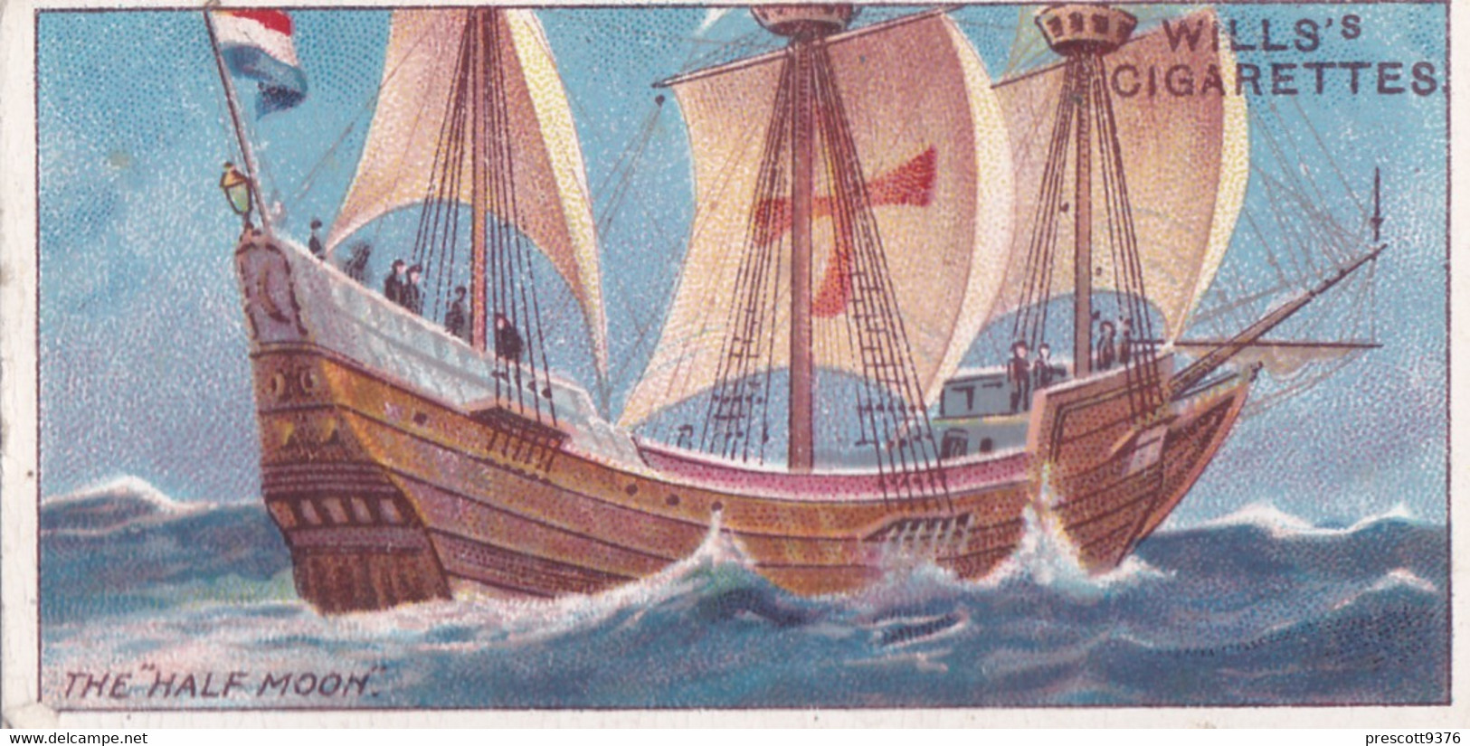 Celebrated Ships 1911 - Wills Cigarette Card - Celebrated Ships -  24 The Half Moon - Henry Hudson - Wills