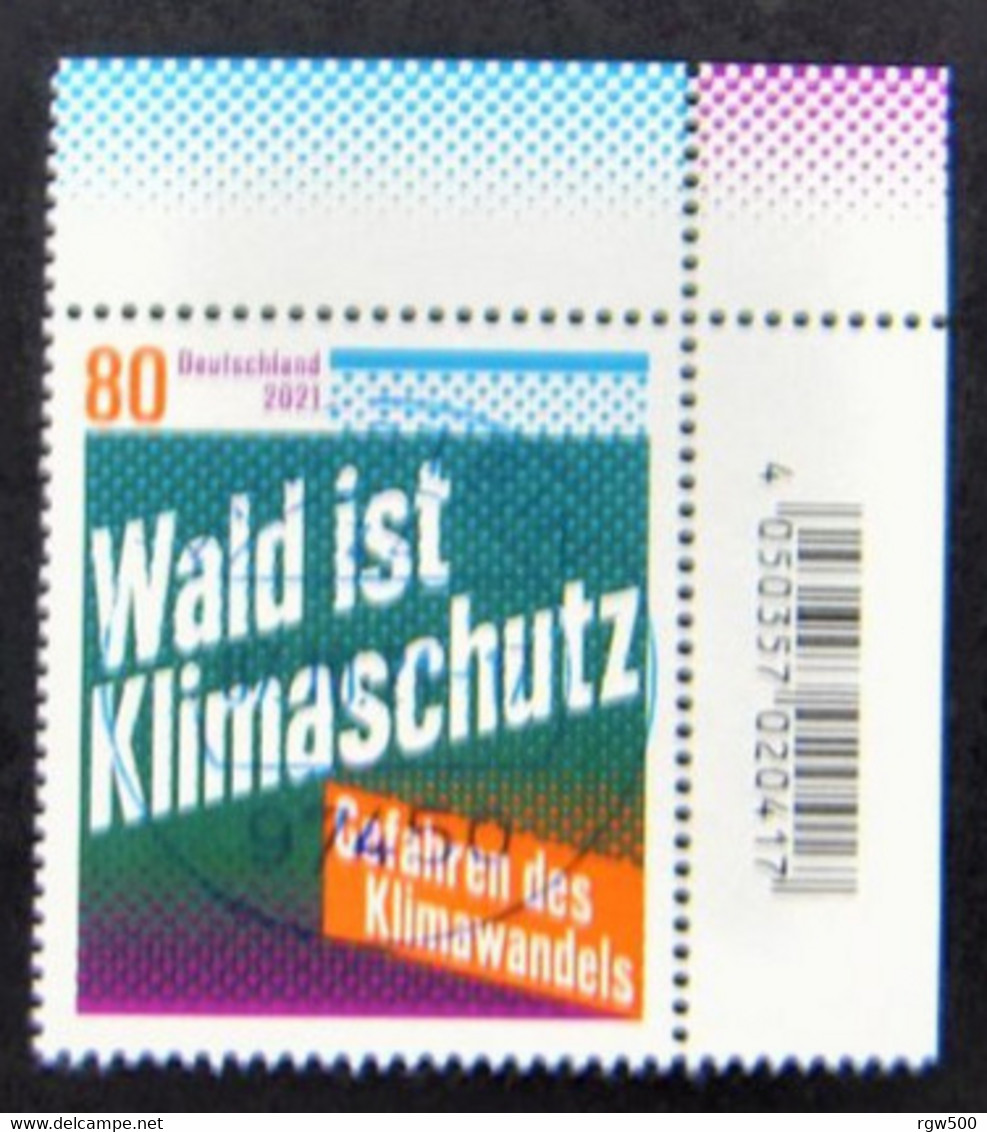 Bund/BRD Oktober 2021 Sondermarke "Wald Ist Klimaschutz" MiNr 3634, Ecke 2, Ersttagsgestempelt - Usati