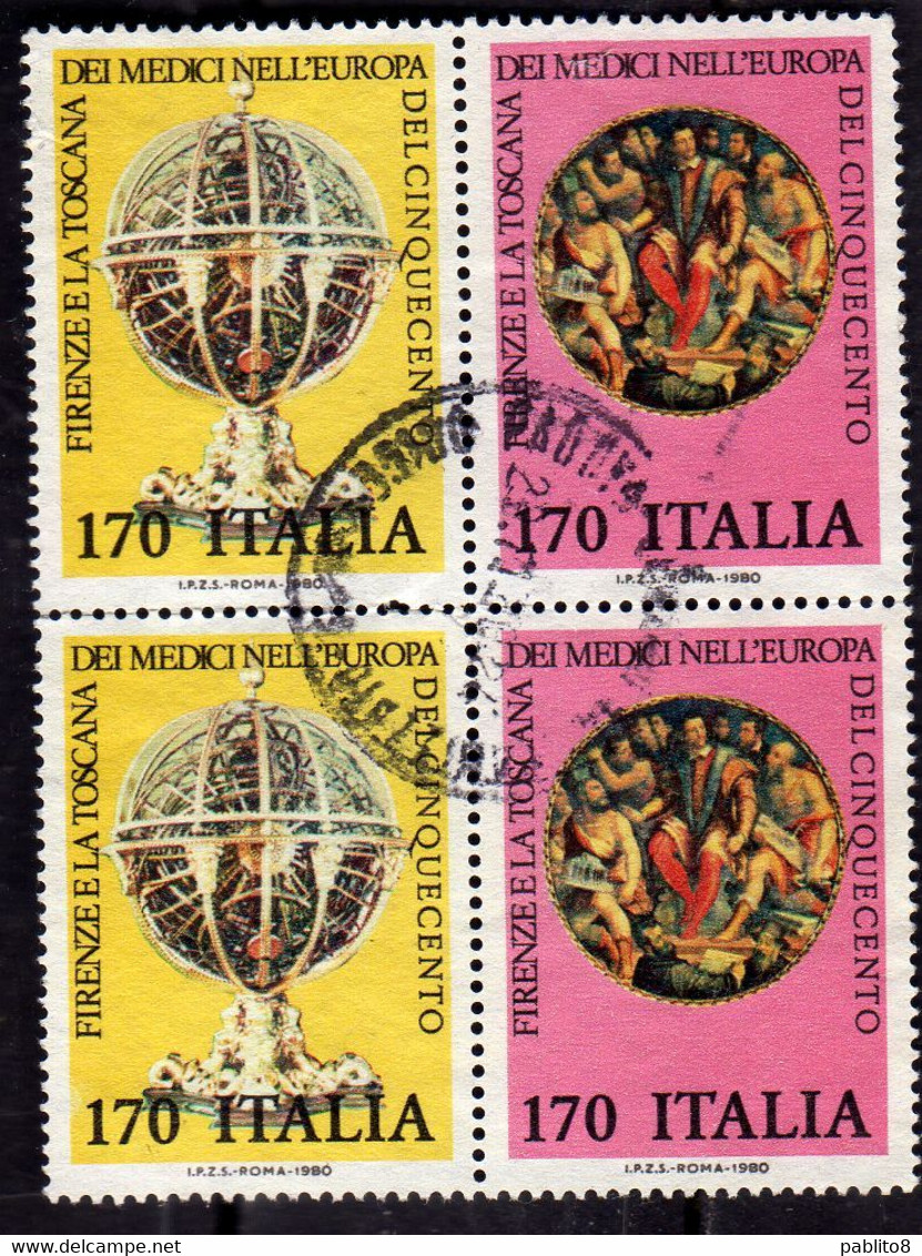 ITALIA REPUBBLICA ITALY REPUBLIC 1980 FIRENZE E LA TOSCANA DEI MEDICI SERIE SET BLOCCO BLOCK USATO USED OBLITERE' - Blokken & Velletjes