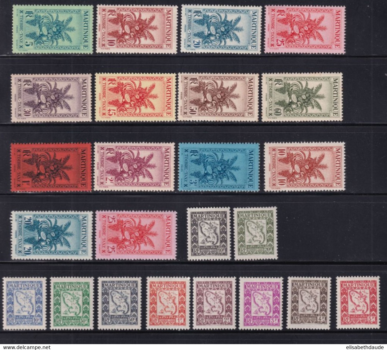 MARTINIQUE - TAXE 1933/1947 COMPLETE ! - YVERT N° 12/36 * MLH - COTE 2022 = 42 EUROS - - Unused Stamps