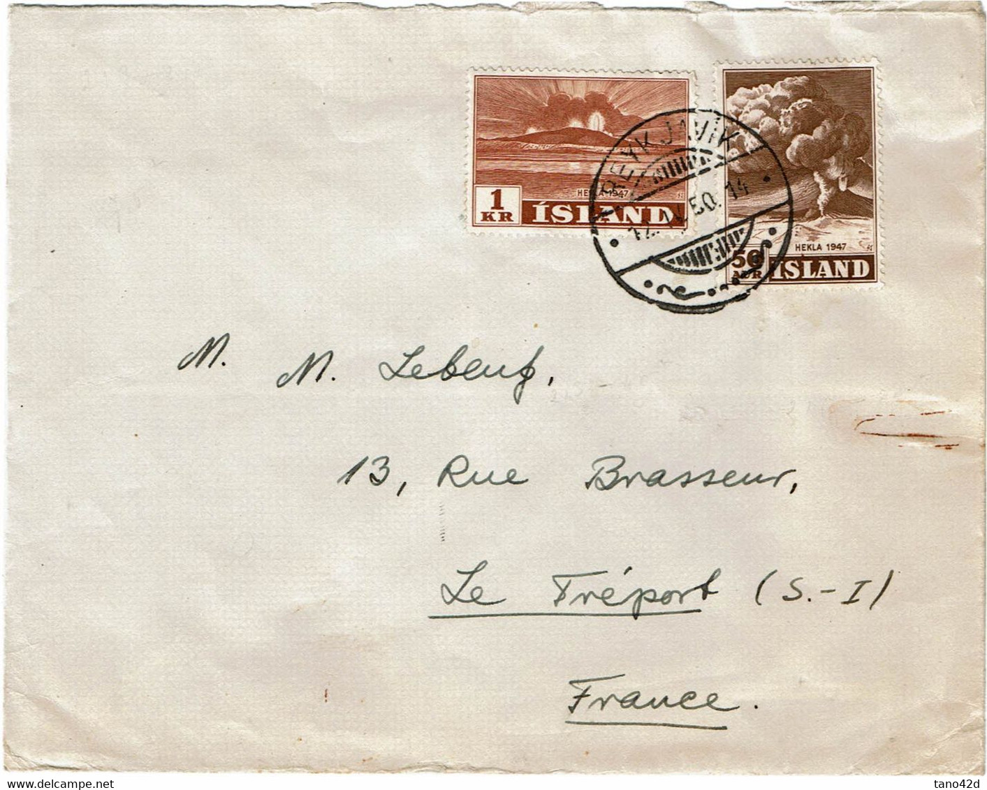 CTN74 - ISLANDE  LETTRE   REYKJAVIK / LE TREPORT 12/4/1950 - Lettres & Documents