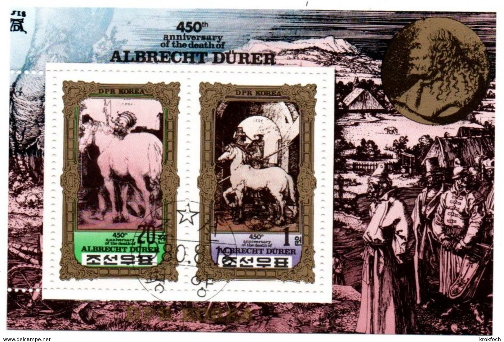 Albrecht Dürer - 2 Bloc DPRK Korea 1979 & 1980 - Horse Cheval Pferd - Grabados