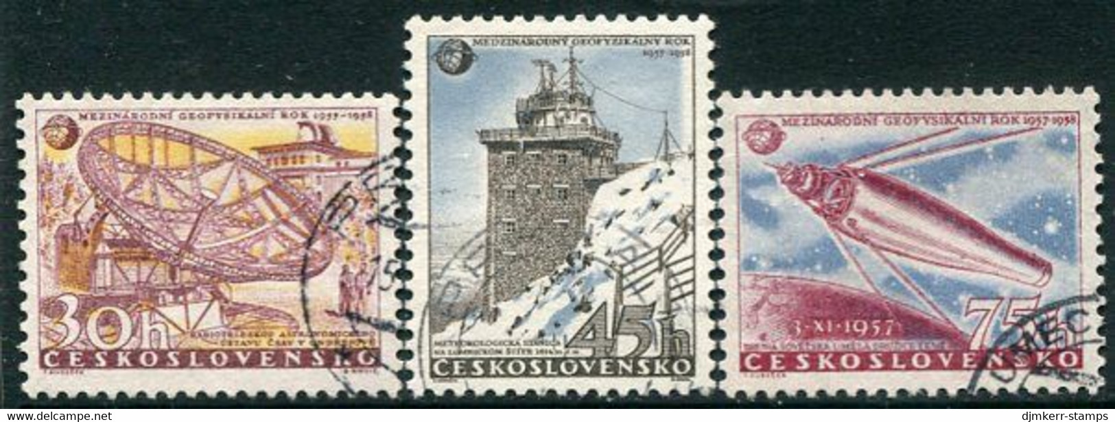 CZECHOSLOVAKIA 1957 International Gepphysical Year Used  Michel 1055-57 - Gebruikt