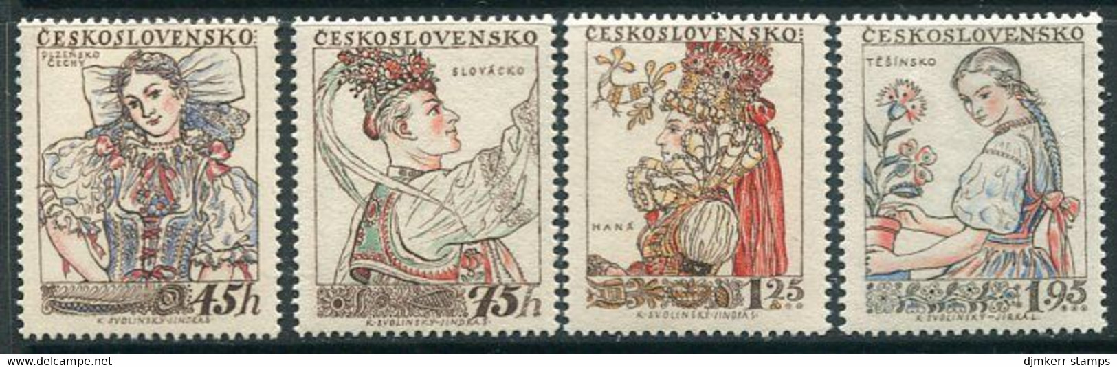 CZECHOSLOVAKIA 1957 Stamp Day: Costumes III MNH / **  Michel 1051-54 - Neufs