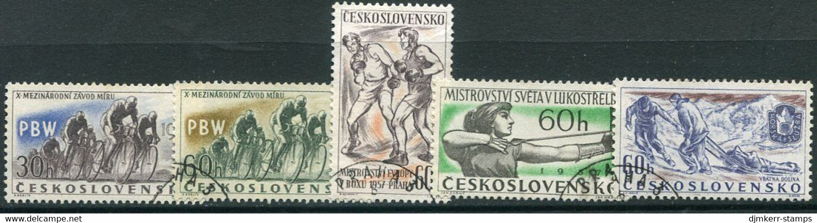 CZECHOSLOVAKIA 1957 Sports Championships Used.  Michel 1013-17 - Oblitérés