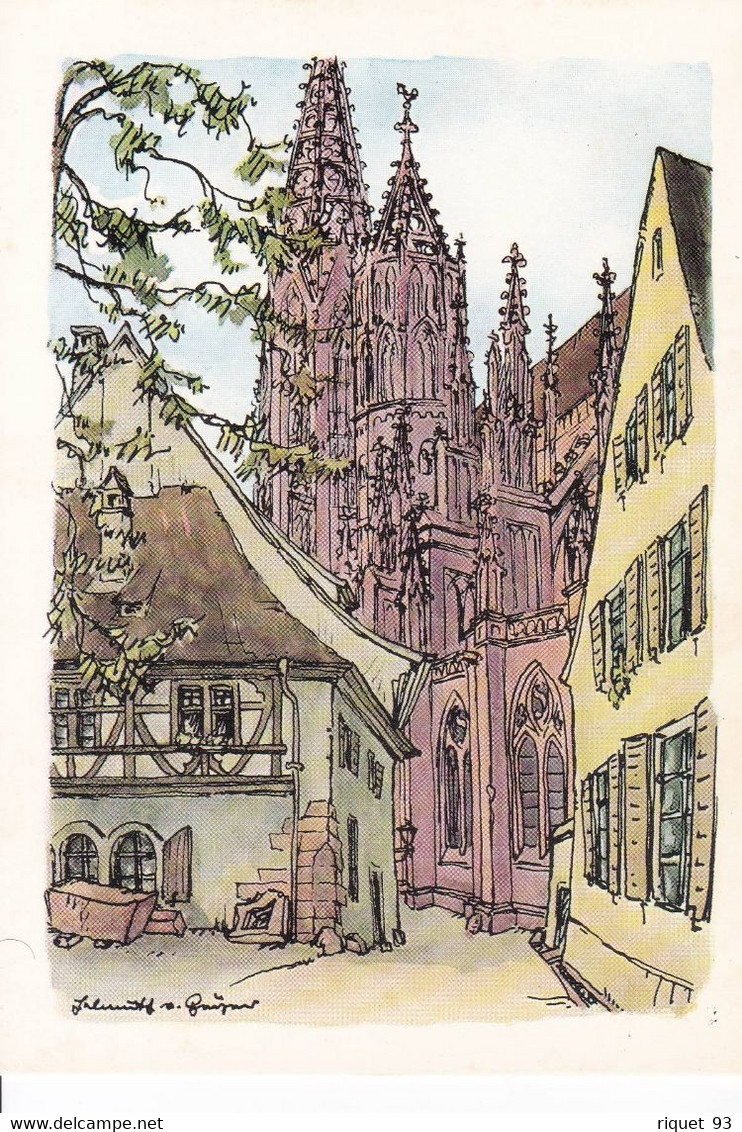 Pochette de 8 cp de la ville de Fribourg. Dessin de l'illustrateur Helmuth V. Geyer