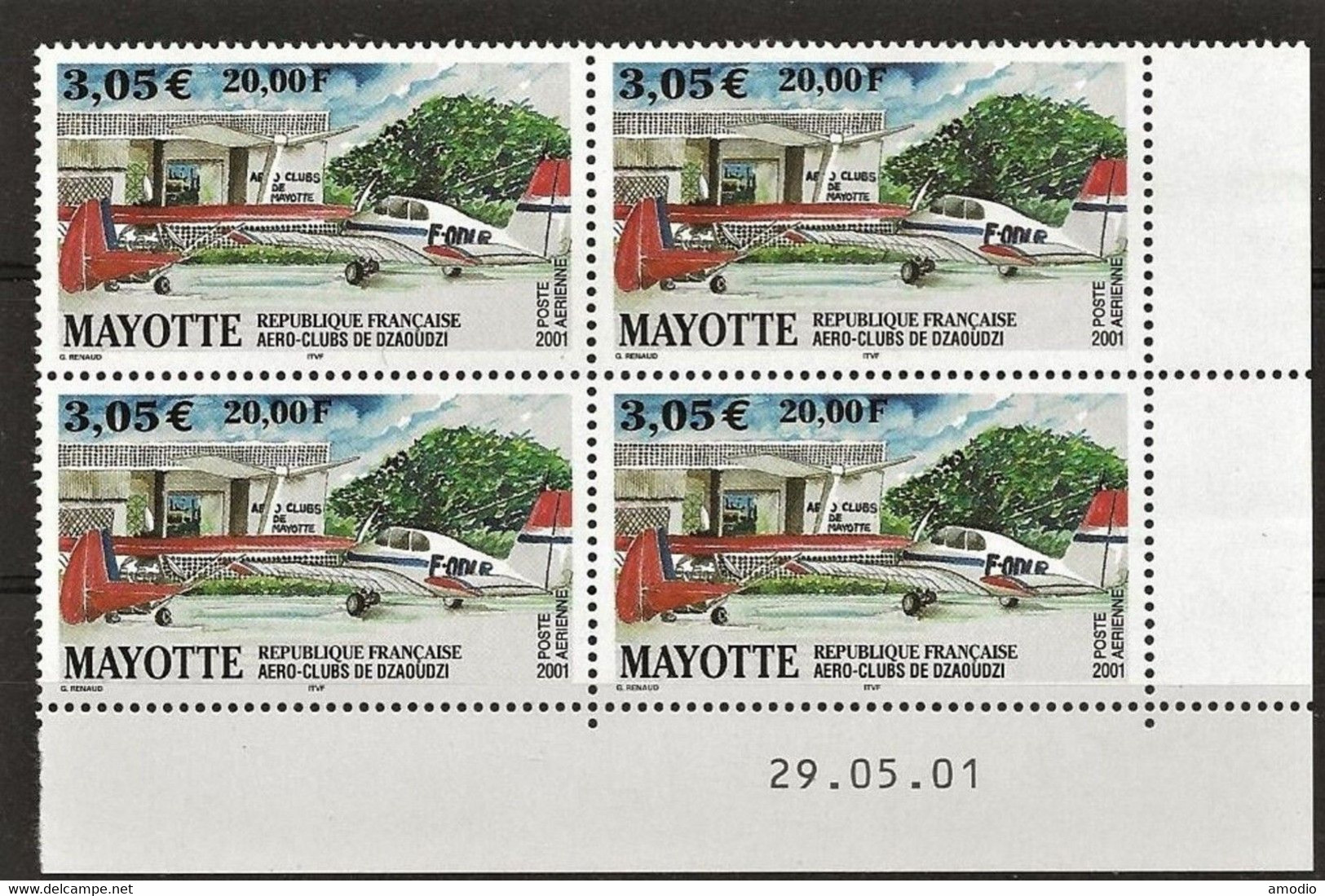 Mayotte - 10 % YT PA 5 Aéro Club Dzaoudzi CD 29/05/01 N** MNH SUP - Posta Aerea