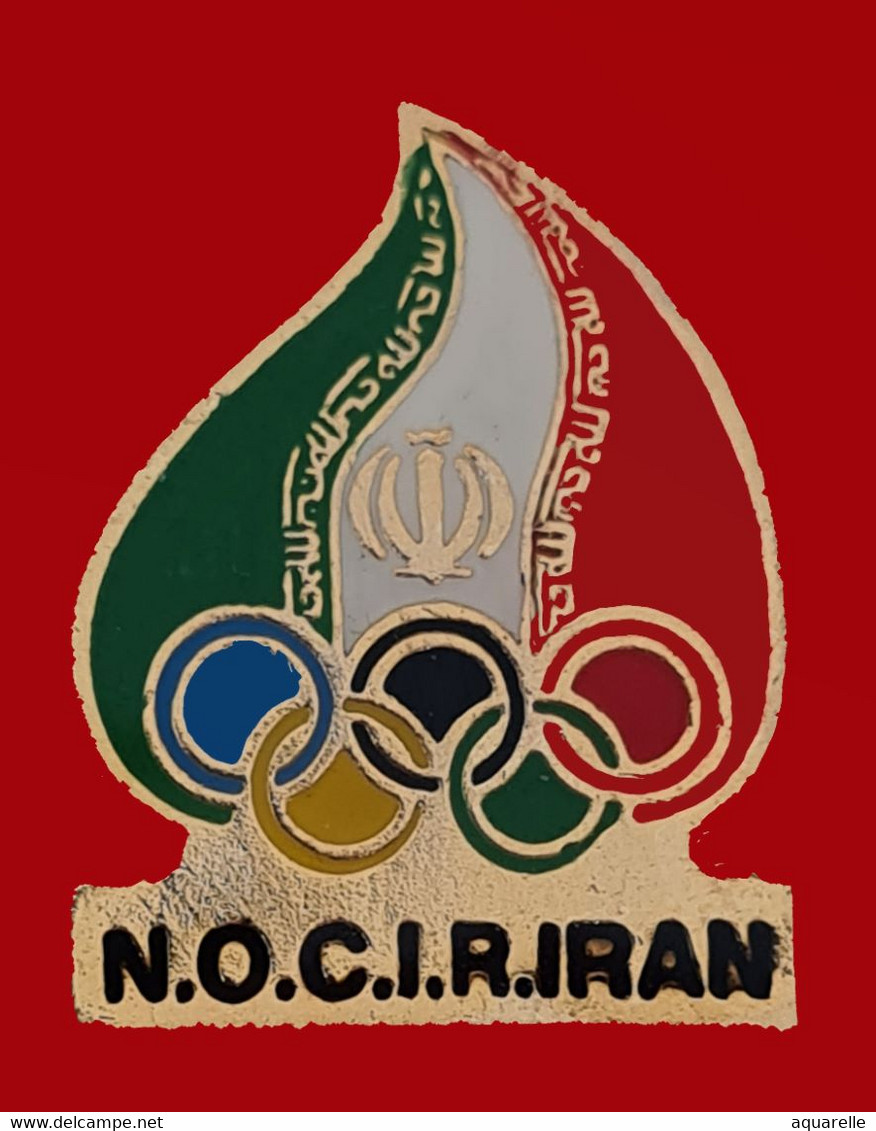 SUPER PIN'S COMITE OLYMPIQUE "République Islamique D'Iran - (CNO)" Email Base Or + Glaçage Format 2X1,5cm - Olympische Spelen