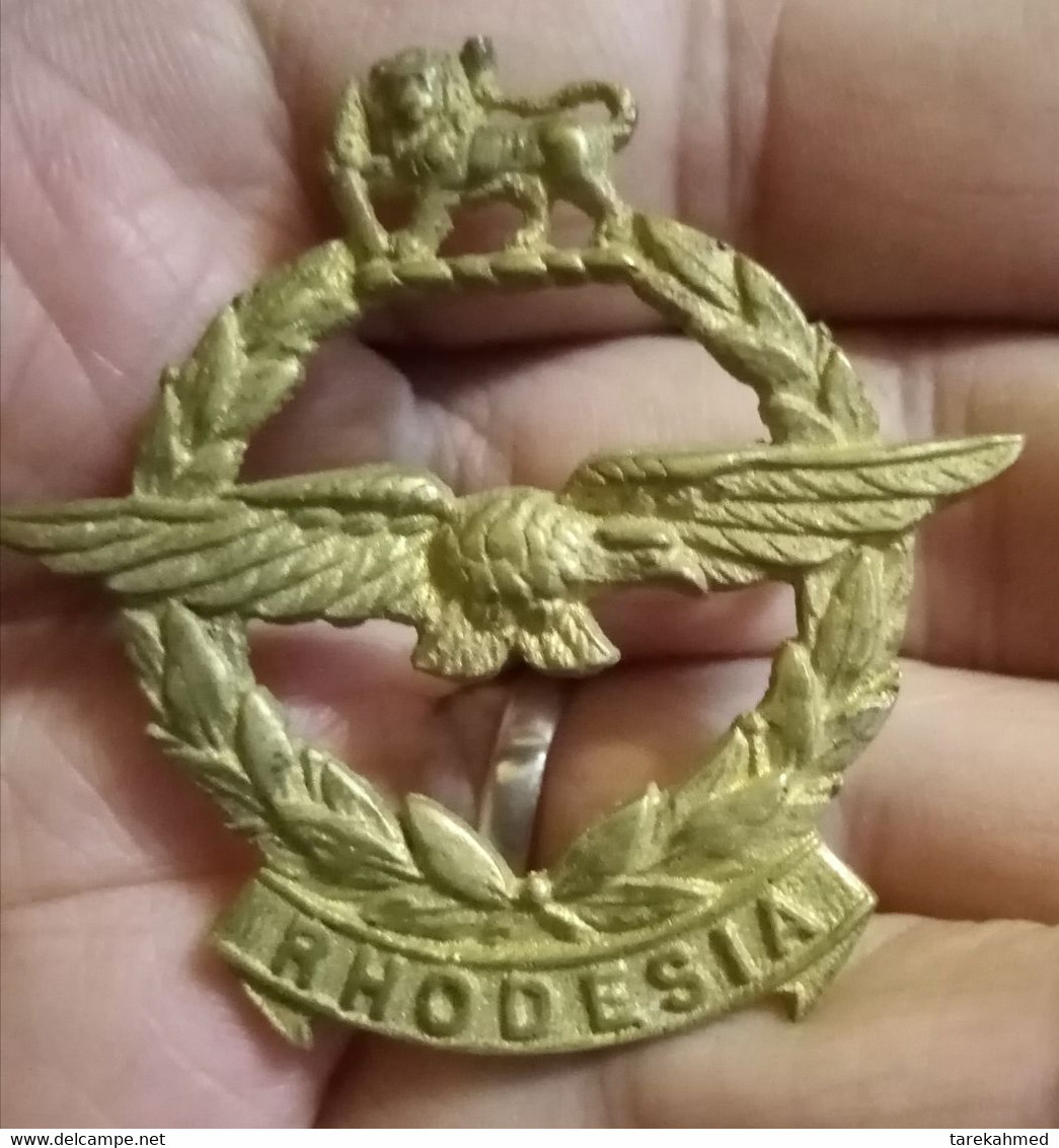 Rhodesian Air Force RhAF Cap Badge WW2 Era DIE-STRUCK Original GENUINE & Scarce.Gomaa - Militaria