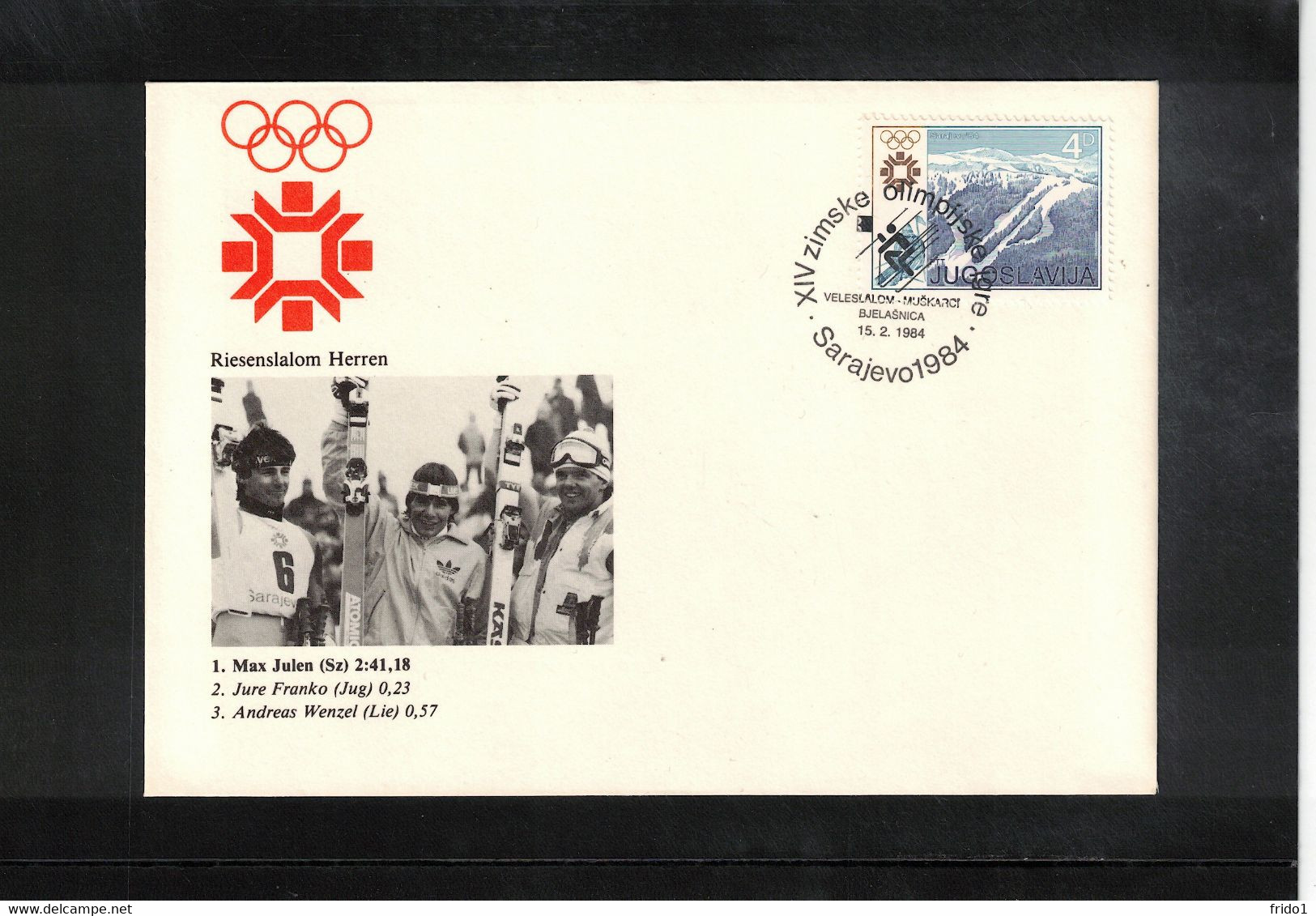 Jugoslawien / Yugoslavia 1984 Olympic Games Sarajevo - Olympic Medals Giant Slalom Men Interesting Cover - Invierno 1984: Sarajevo