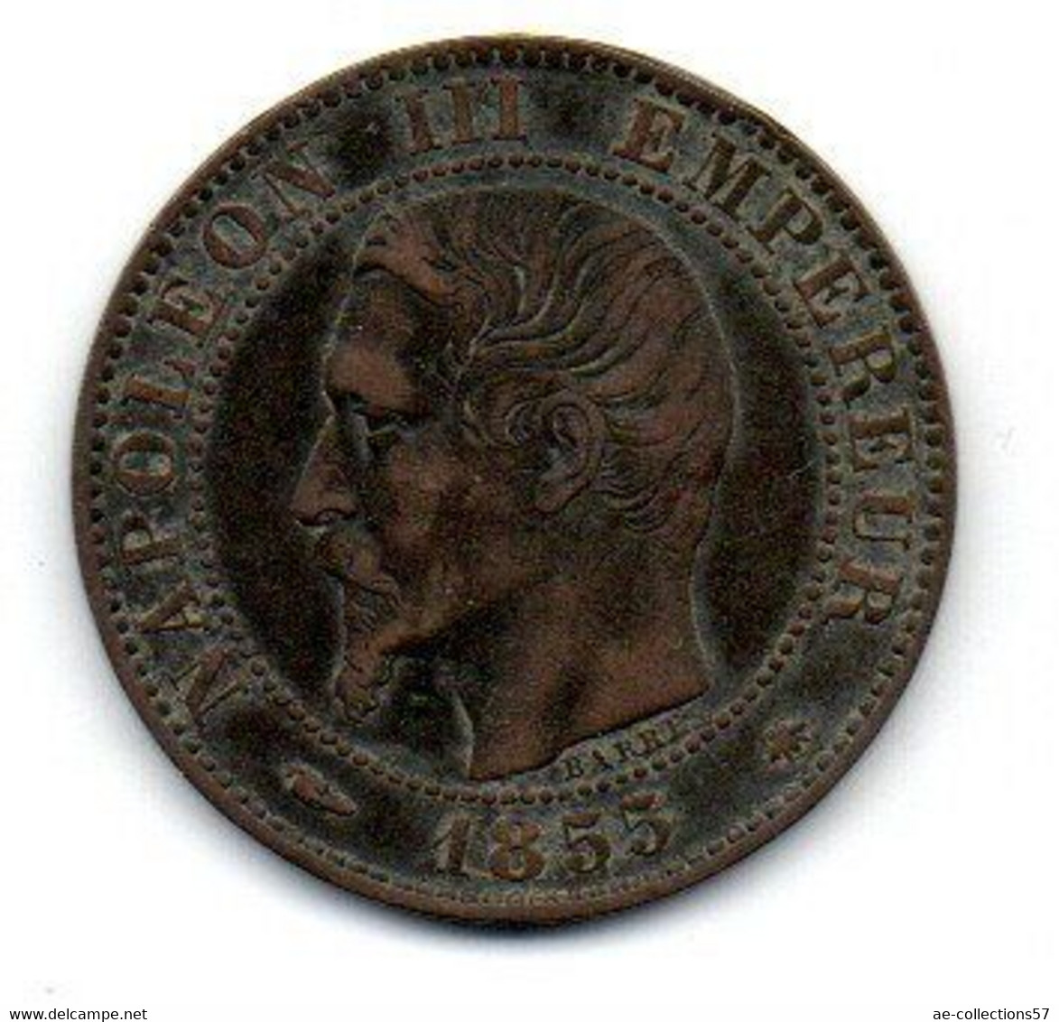 Napoléon III  --  5 Centimes 1855 BB   Chien  -   état  TB+ - 5 Centimes