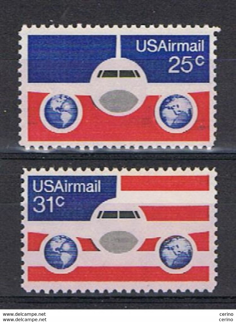 U.S.A.:  1976  AIR  MAIL  -  KOMPLET  SET  2  UNUSED  STAMPS  -  YV/TELL. 83/84 - 3b. 1961-... Unused