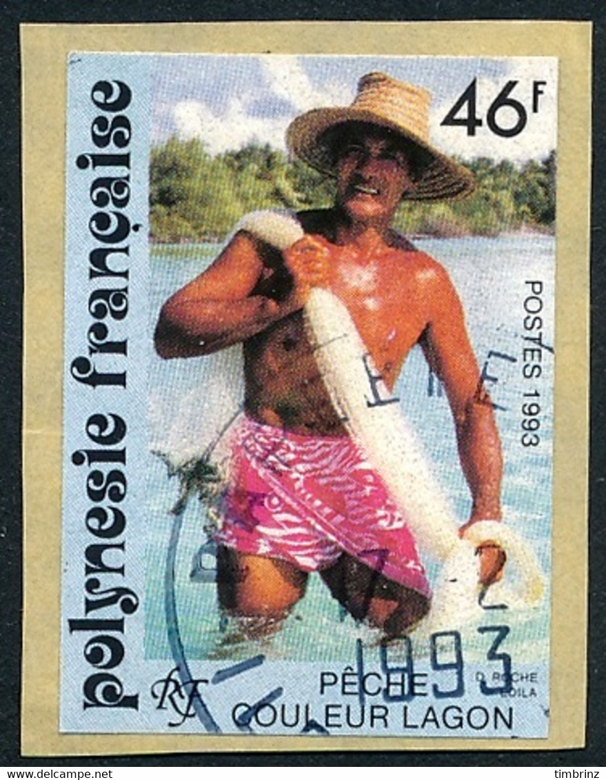 POLYNESIE 1993 - Yv. 426 Obl.  - Autocollant ND 'Pêche Couleur Lagon'  ..Réf.POL26182 - Used Stamps