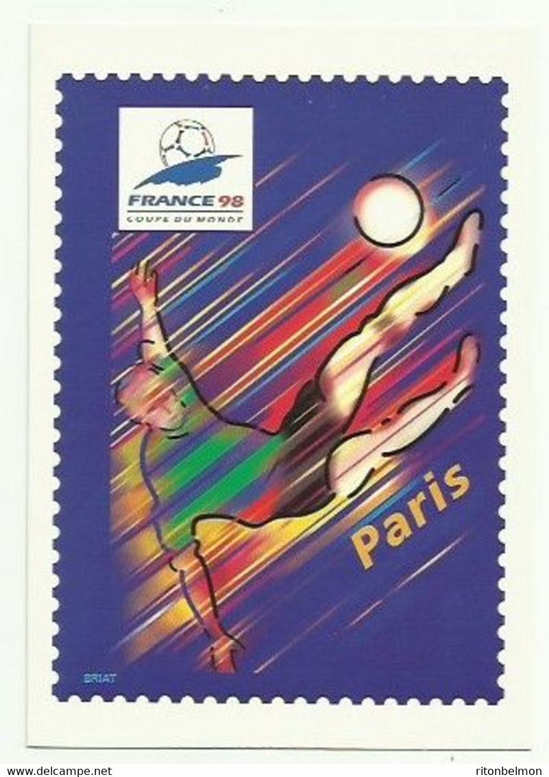 Football Coupe Du Monde 1998 Carte Stade Paris Parc Des Princes, World Cup, France 98,BRIAT, La Poste - Voetbal