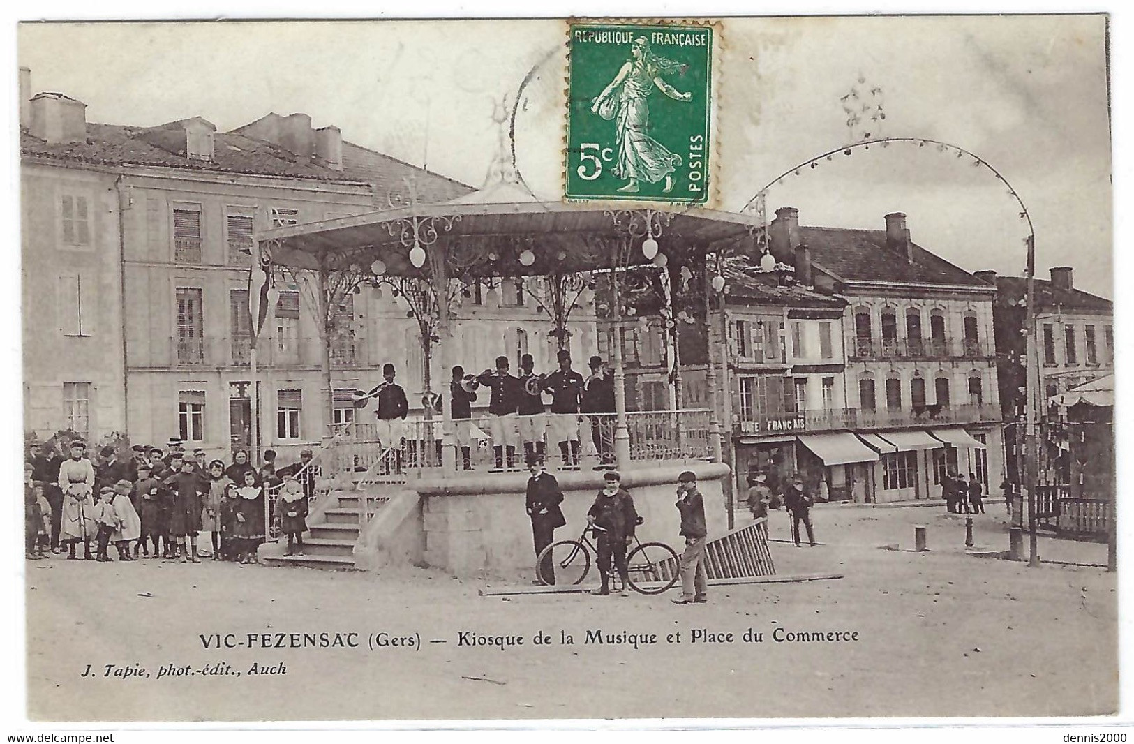 VIC FEZENSAC (32) - Kiosque De La Musique Et Place Du Commerce - Ed. J. Tapie, Auch - Vic-Fezensac