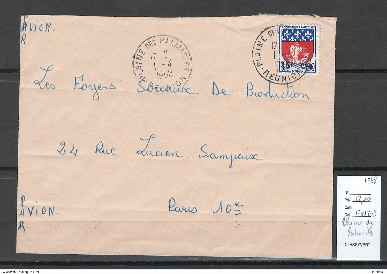 Reunion - Lettre  - Plaine Des Palmistes - 1968 - Briefe U. Dokumente