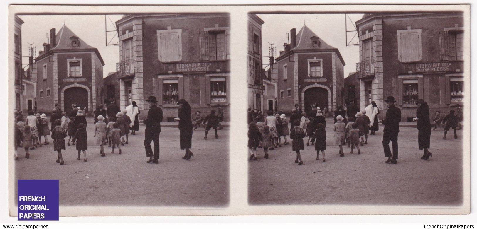 Vihiers 49 Maine Et Loire Photo Stéréoscopique 12,8x5,8cm Baptême Librairie De La Bonne Presse Boutreux-Moreau A59-24 - Photos Stéréoscopiques