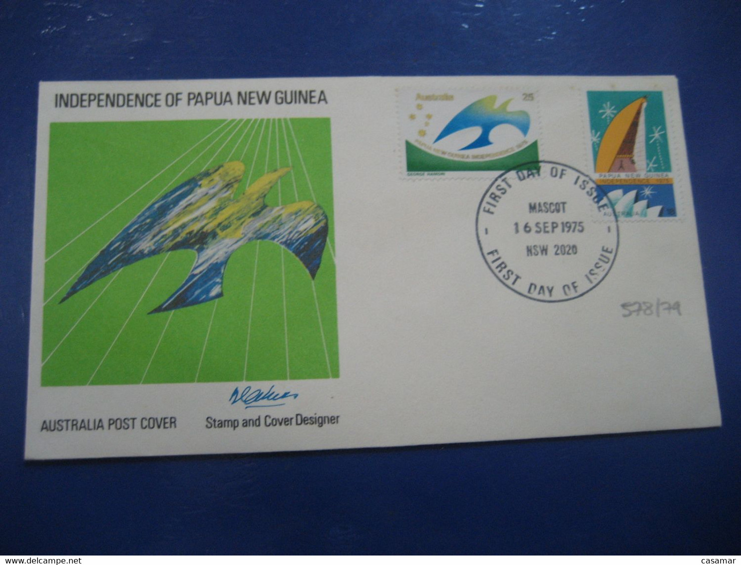 MASCOT 1975 Yvert 578/9 Independence Papua New Guinea FDC Cancel Cover AUSTRALIA - Omslagen Van Eerste Dagen (FDC)