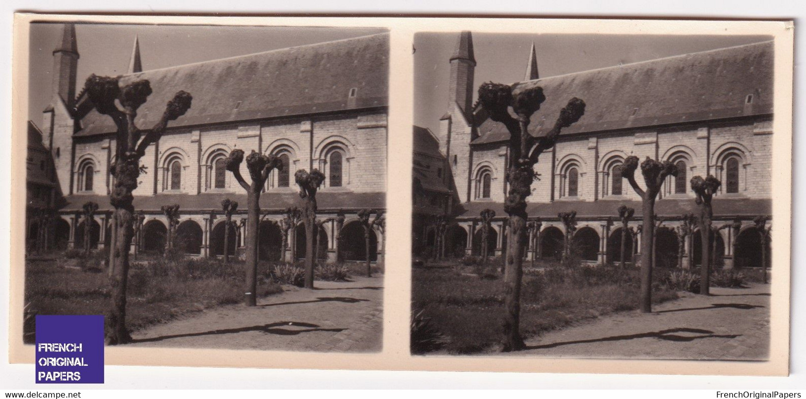 Fontevrault / Abbaye Cloître Eglise Abbatiale 1954 Photo Stéréoscopique 12,8x5,8cm Maine Et Loire 49 Fontevraud A59-31 - Stereoscopio