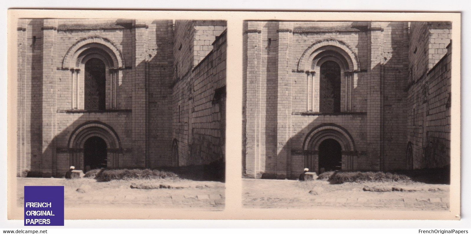 Fontevrault / Abbaye Entrée Eglise Abbatiale 1954 Photo Stéréoscopique 12,8x5,8cm Maine Et Loire 49 Fontevraud A59-33 - Stereoscopio