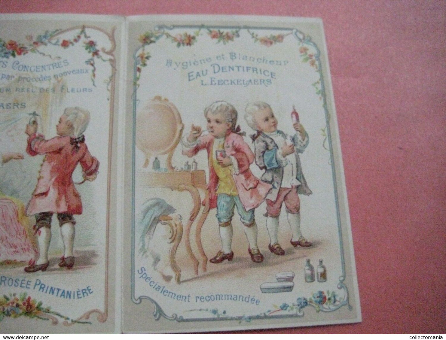 1889 Eeckelaers CHERUB Powder Talcum Baby Perfume TRIPLE Litho Card Excellent Parfumerie Savonne Extraits 3-vouwer - Anciennes (jusque 1960)